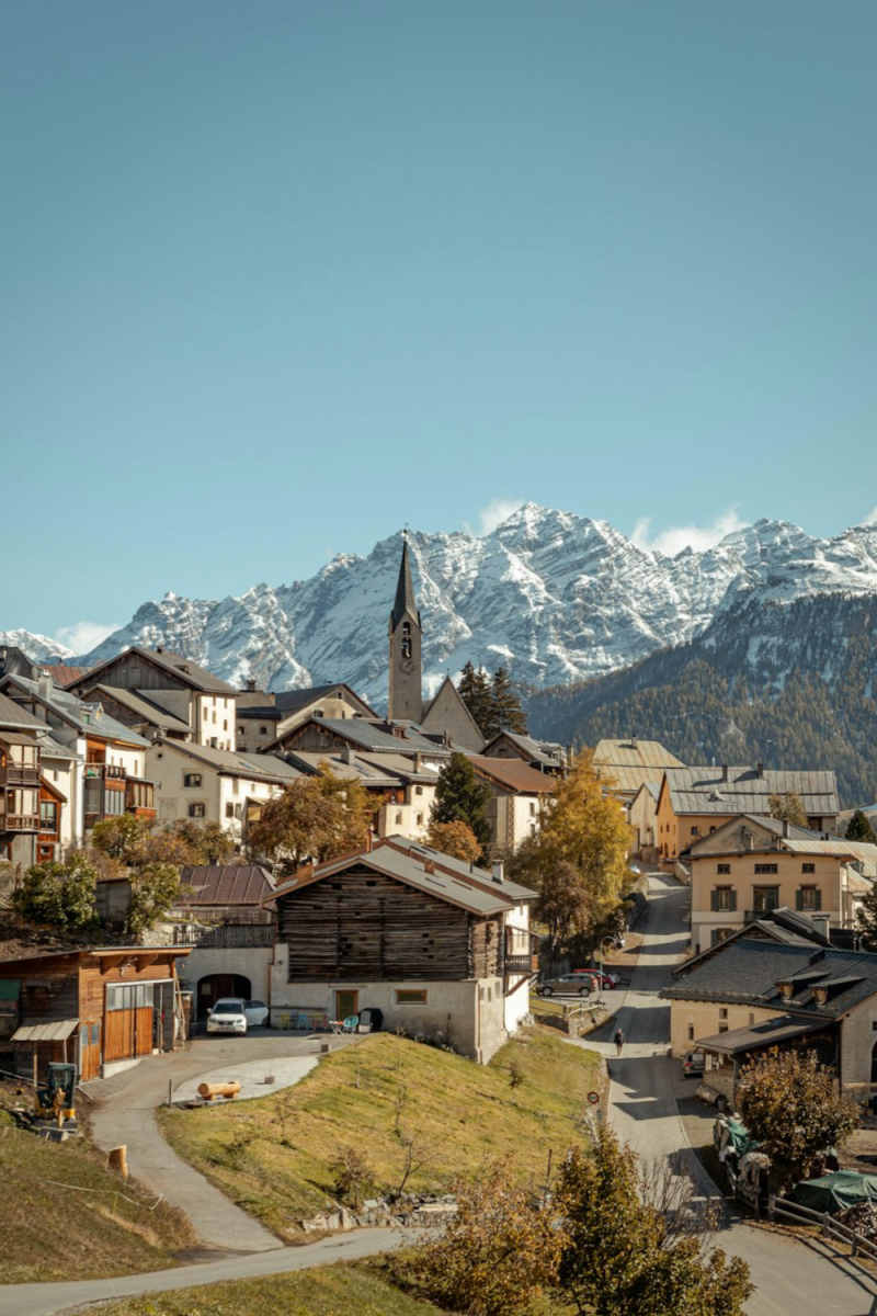 Wall Poster - City Skyline in the Swiss Alps