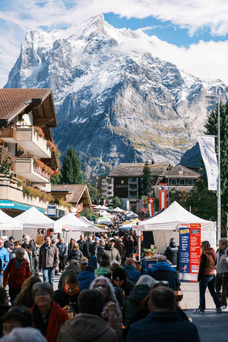Wall Poster - Night Market in the Swiss Alps